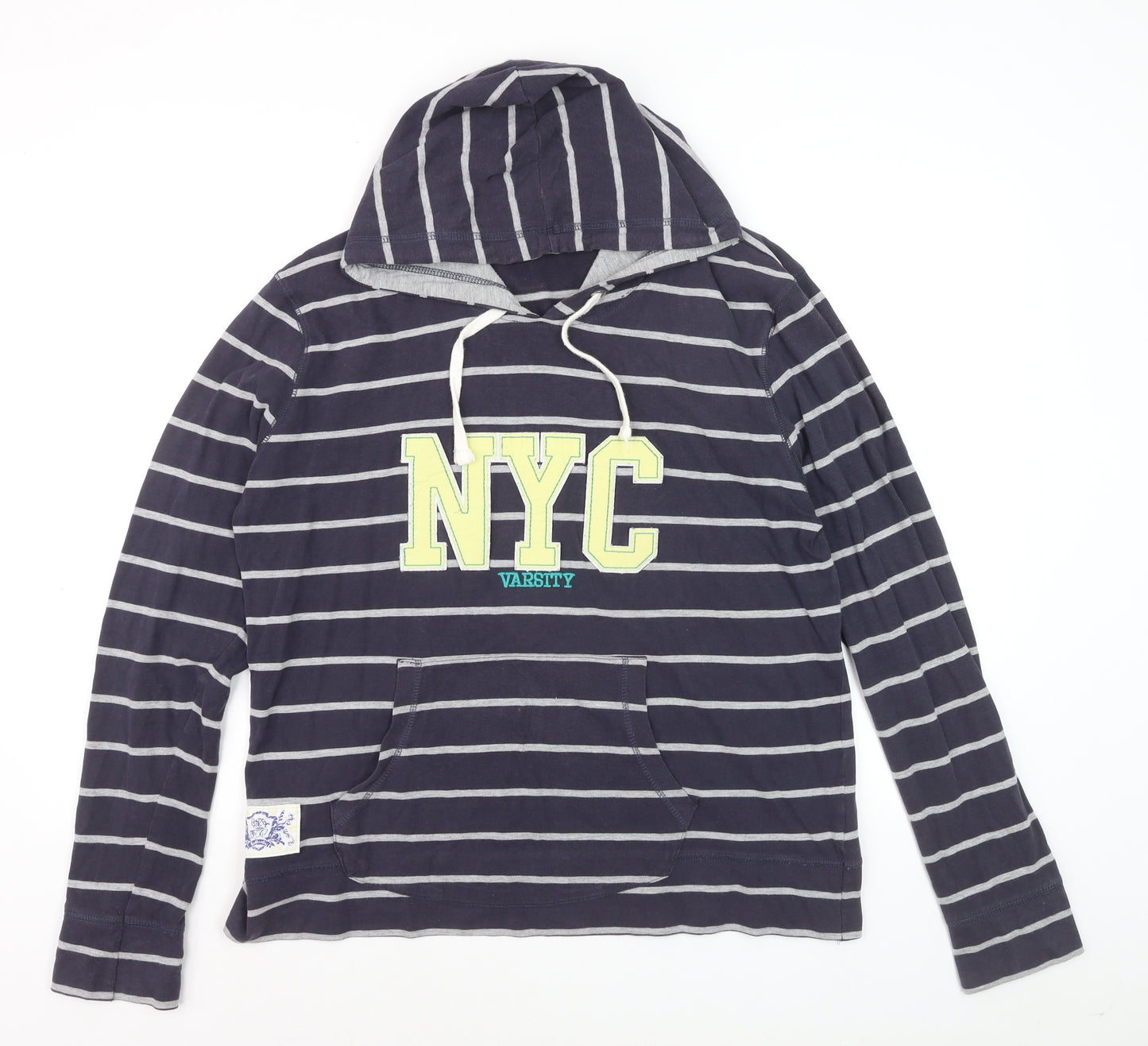 South Womens Navy Striped Pullover Hoodie Size 18 Cotton Blend