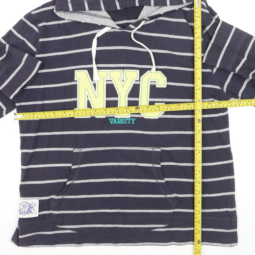 South Womens Navy Striped Pullover Hoodie Size 18 Cotton Blend