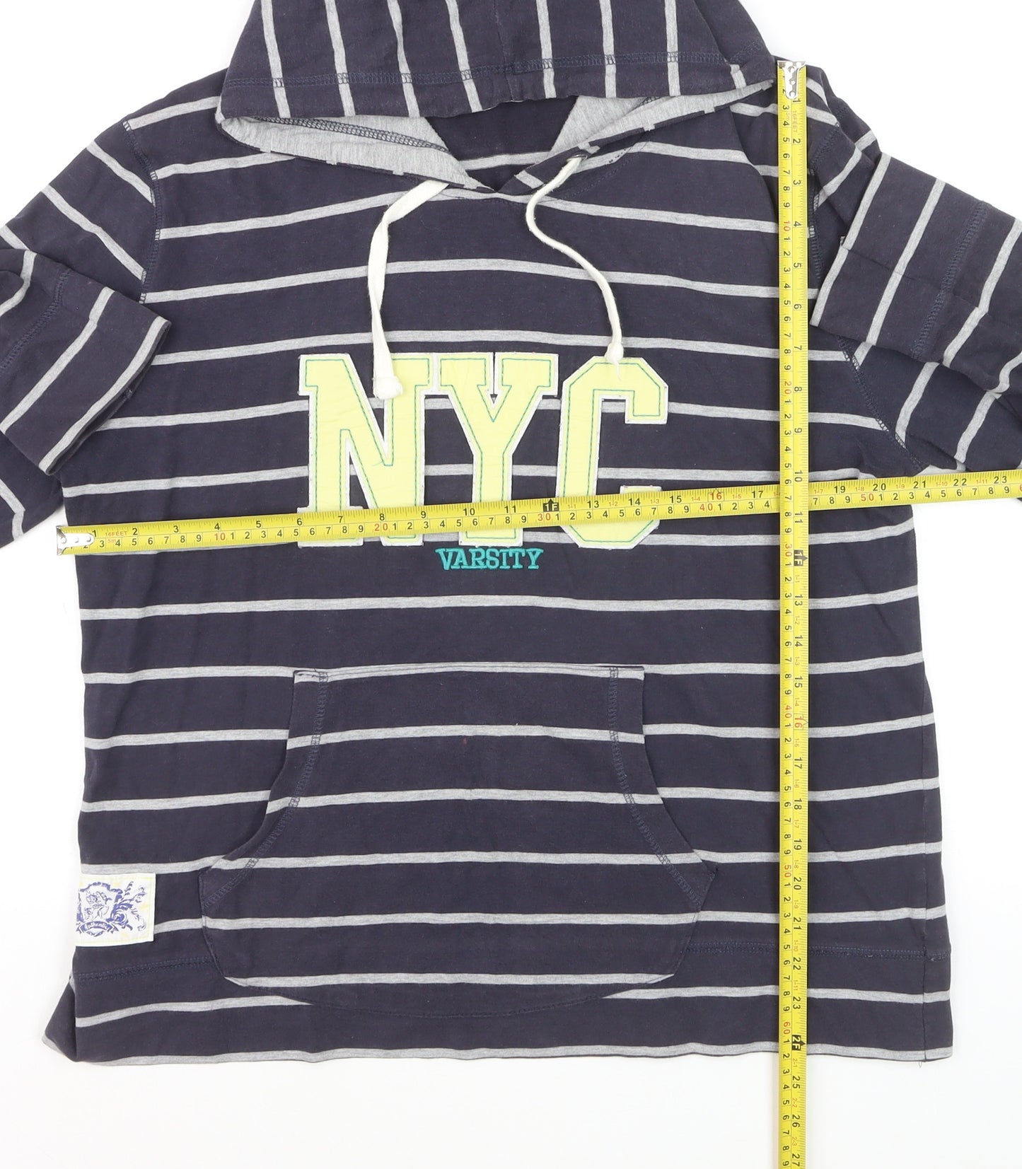 South Womens Navy Striped Pullover Hoodie Size 18 Cotton Blend