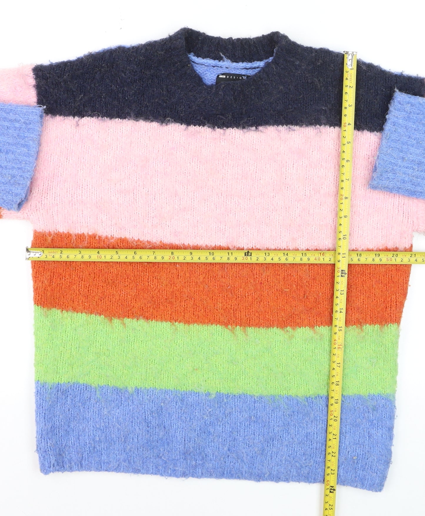 ASOS DESIGN Women's Multicoloured Striped Pullover Jumper Size S