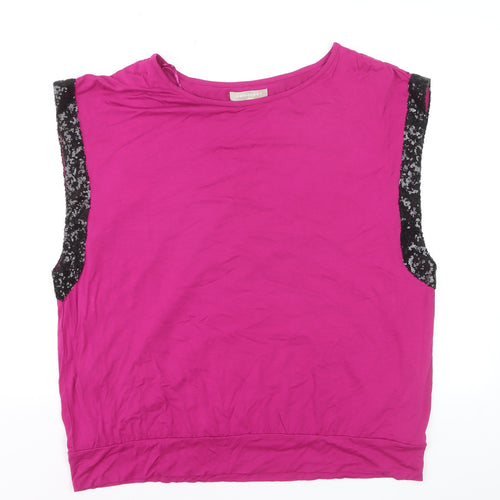Anthology Women’s Pink Sequin Trim Sleeveless Jersey Tank Top Size 16