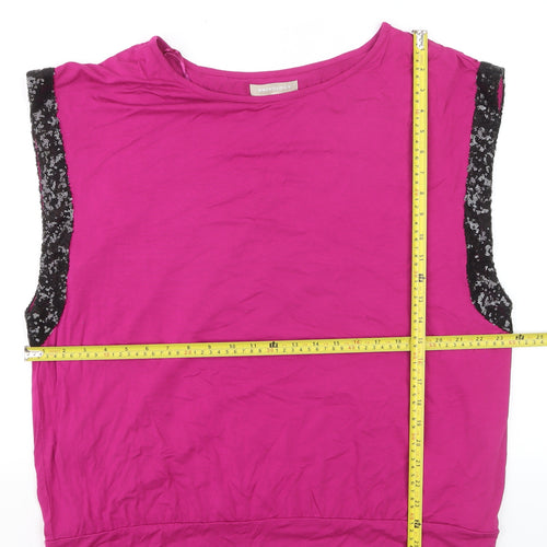 Anthology Women’s Pink Sequin Trim Sleeveless Jersey Tank Top Size 16