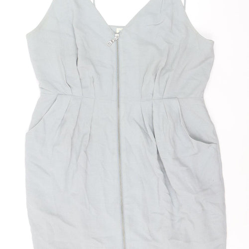 Whistles Women Grey Size 16 Cotton Camisole Zip Tank Top