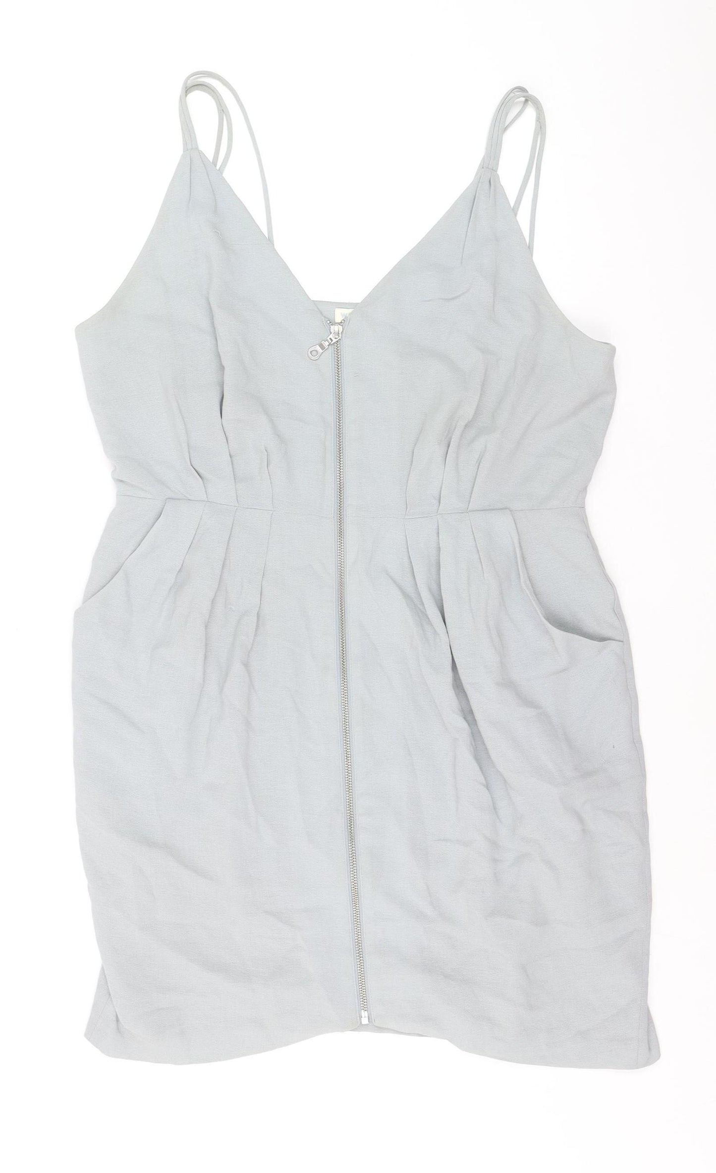 Whistles Women Grey Size 16 Cotton Camisole Zip Tank Top