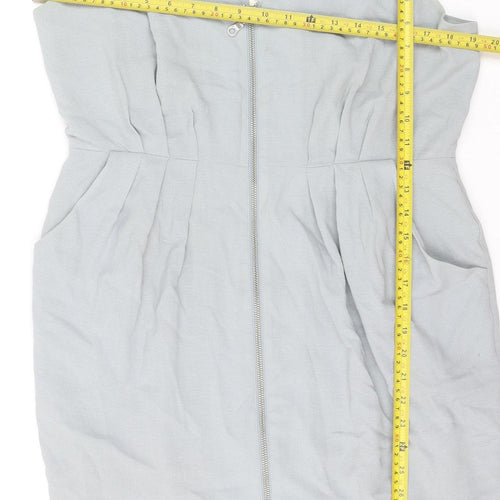 Whistles Women Grey Size 16 Cotton Camisole Zip Tank Top