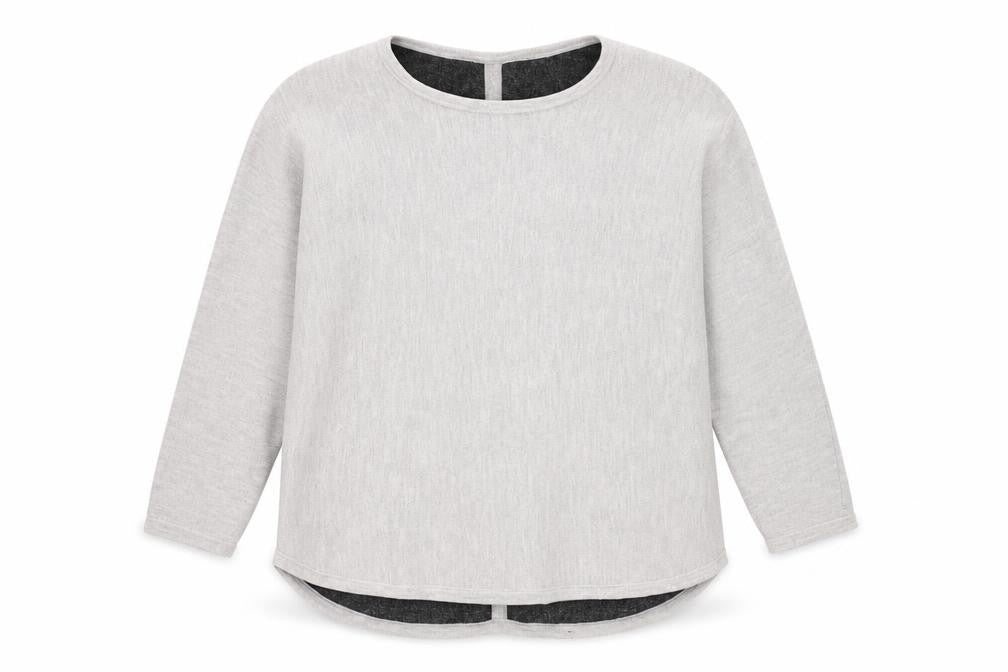 Front view of Jigsaw Women Grey Wool Blend 3/4 Sleeve Crew Neck Jumper M