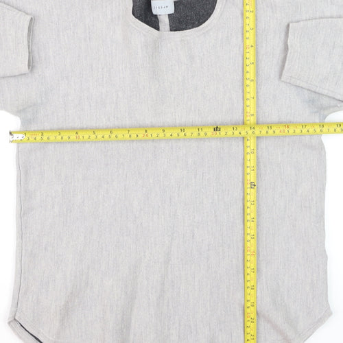 Jigsaw Women Grey Wool Blend 3/4 Sleeve Crew Neck Jumper M