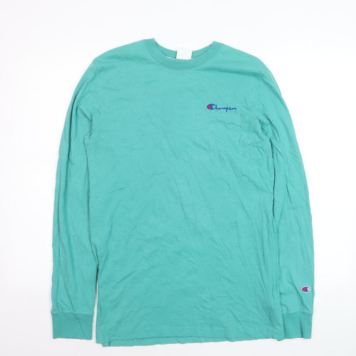 Champion Men's Green Long Sleeve Cotton Casual Top Size S
