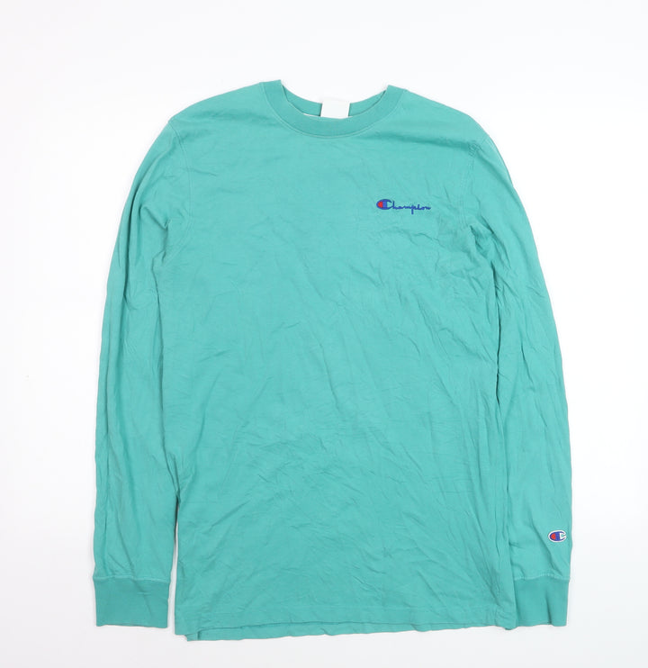 Champion Men's Green Long Sleeve Cotton Casual Top Size S
