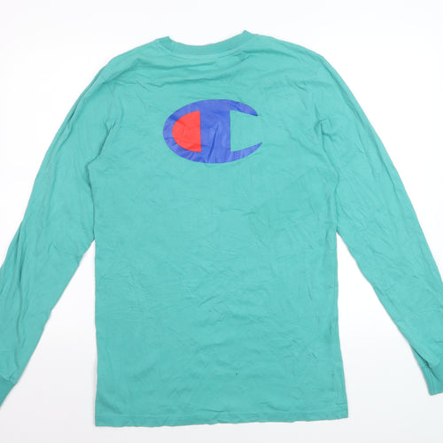 Champion Men's Green Long Sleeve Cotton Casual Top Size S