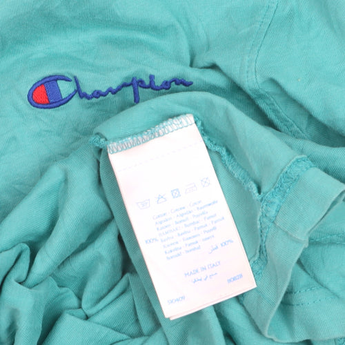 Champion Men's Green Long Sleeve Cotton Casual Top Size S