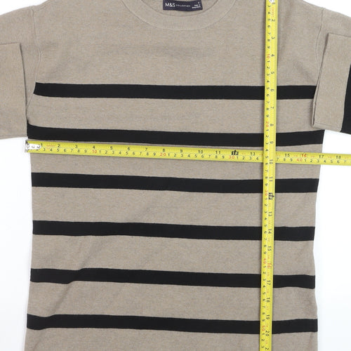 Marks and Spencer Women's Beige Striped Knit Jumper Size S