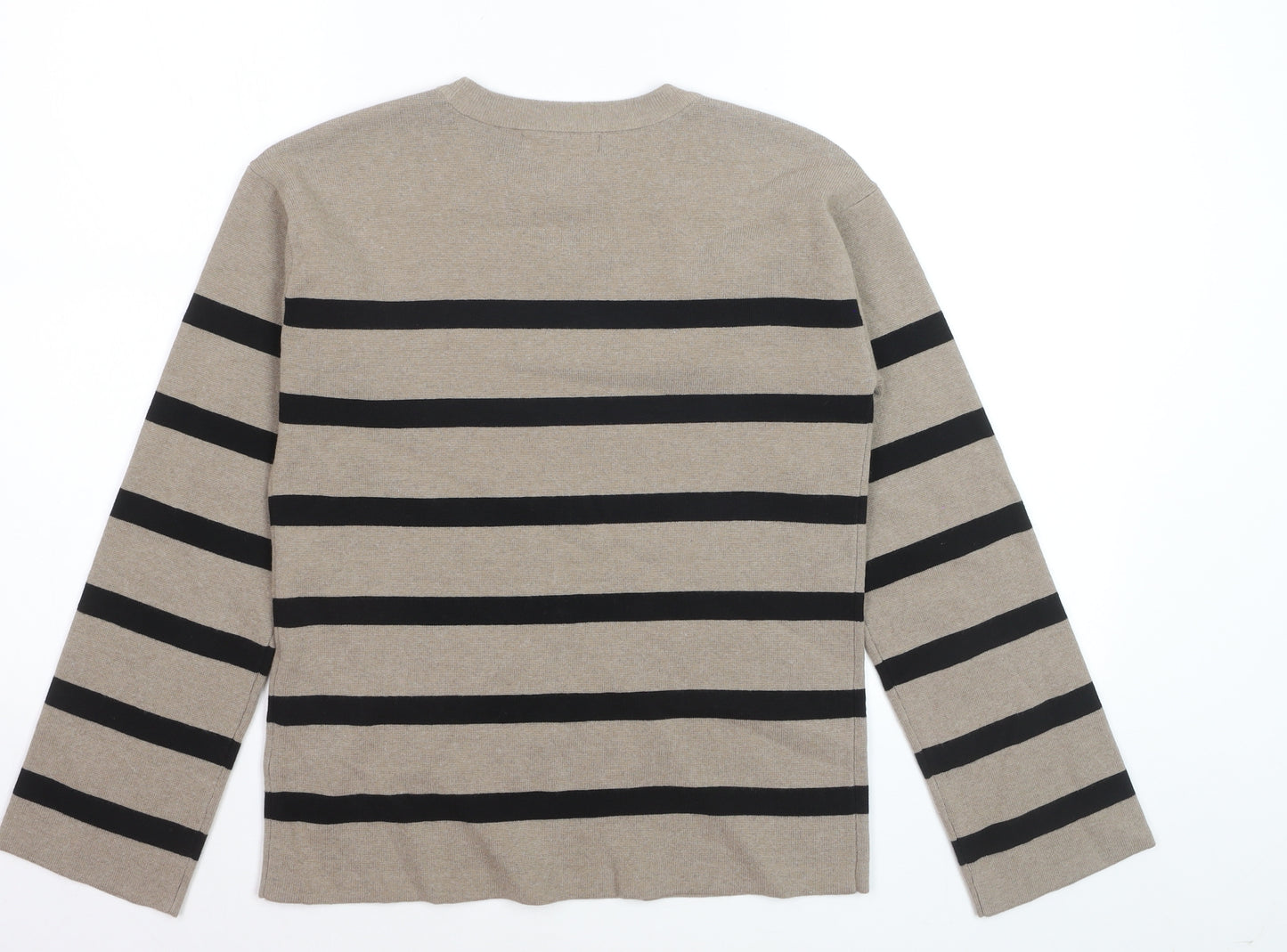 Marks and Spencer Women's Beige Striped Knit Jumper Size S