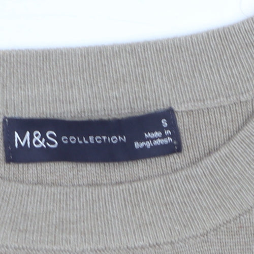 Marks and Spencer Women's Beige Striped Knit Jumper Size S