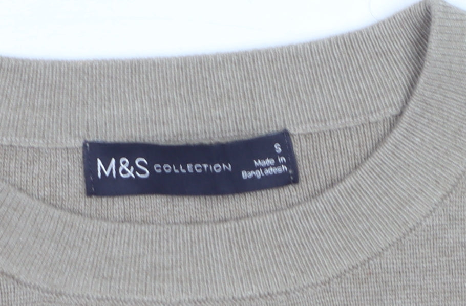 Marks and Spencer Women's Beige Striped Knit Jumper Size S