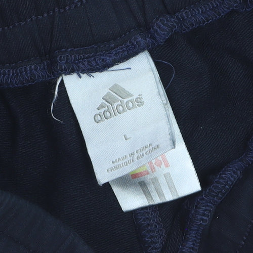Adidas Boys Blue Jogger Activewear Trousers L Cotton Fleece