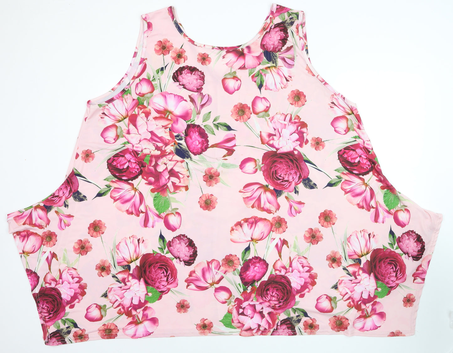 Yours Clothing Women’s Pink Floral Sleeveless Plus Size 26 Jersey Tank Top