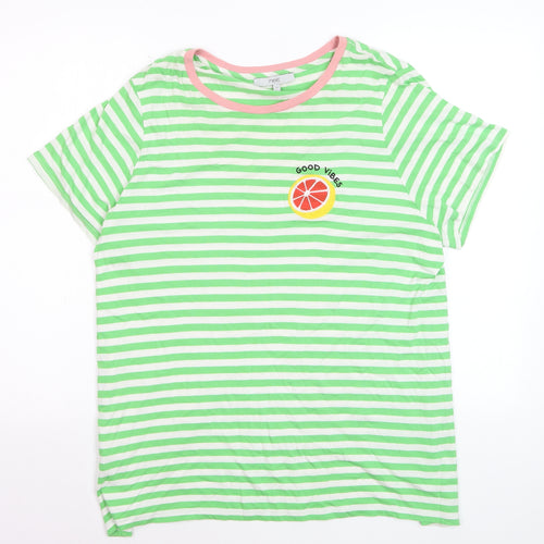 Next Women’s Green White Striped Crew Neck T-Shirt Size 22