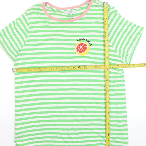 Next Women’s Green White Striped Crew Neck T-Shirt Size 22