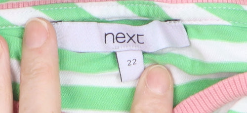 Next Women’s Green White Striped Crew Neck T-Shirt Size 22
