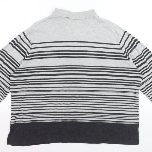 Dash Women Grey Striped Collared Henley Jumper Size 20