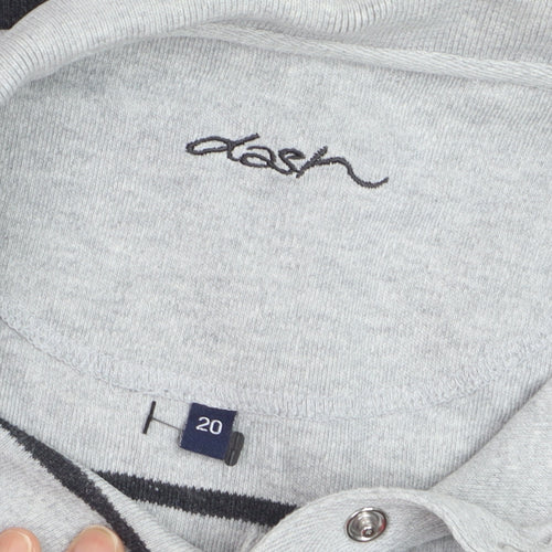 Dash Women Grey Striped Collared Henley Jumper Size 20