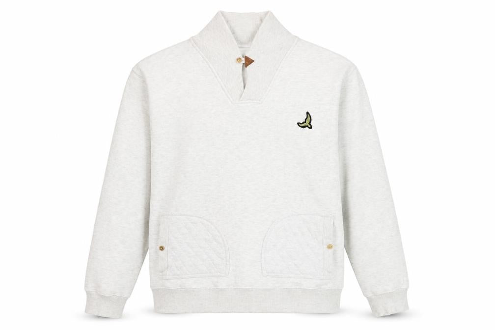 Front view of D-Rock Men's Grey Collared jumper L Quilted Elbow Patch