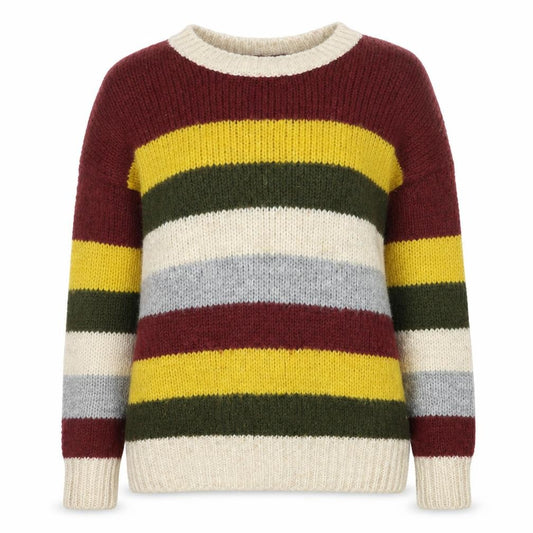 Front view of Tu Women Beige Multicoloured, size 12, Striped Crew Neck Jumper