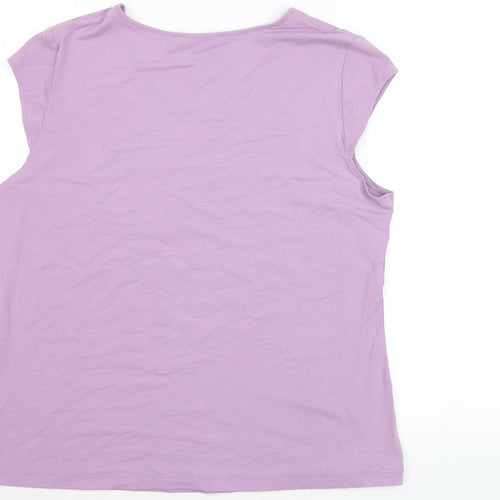 Marks and Spencer Womens Purple Embroidered V-Neck Sleeveless T-Shirt Size 18