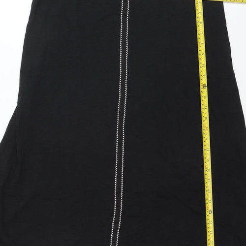 Next Womens Black Linen Blend Slip Dress Size 16 Summer Strappy