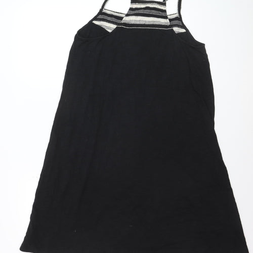 Next Womens Black Linen Blend Slip Dress Size 16 Summer Strappy