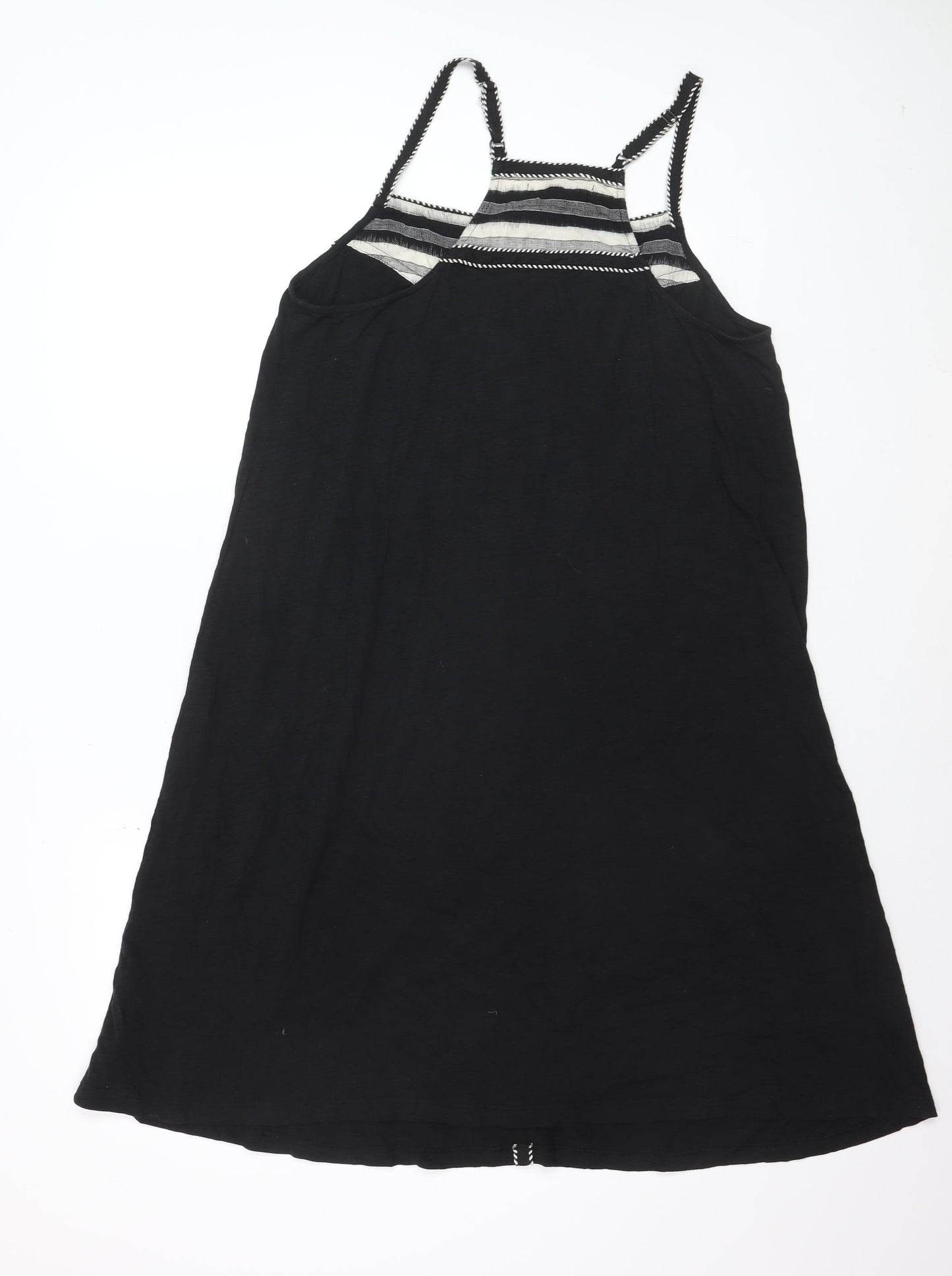 Next Womens Black Linen Blend Slip Dress Size 16 Summer Strappy