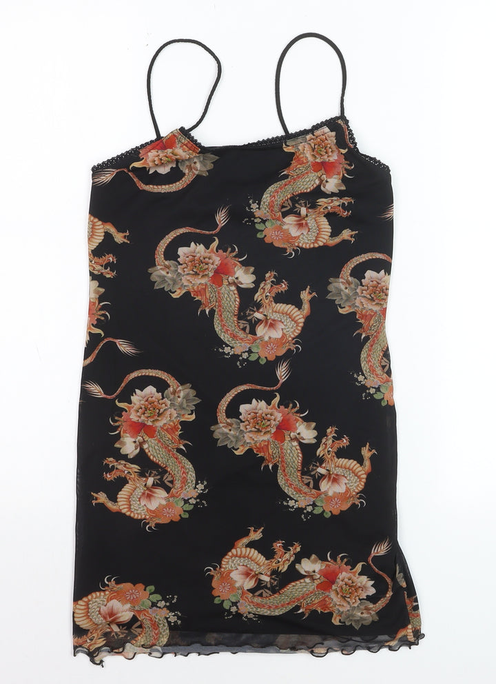 Urban Outfitters Women’s Black Dragon Print Slip Dress XS