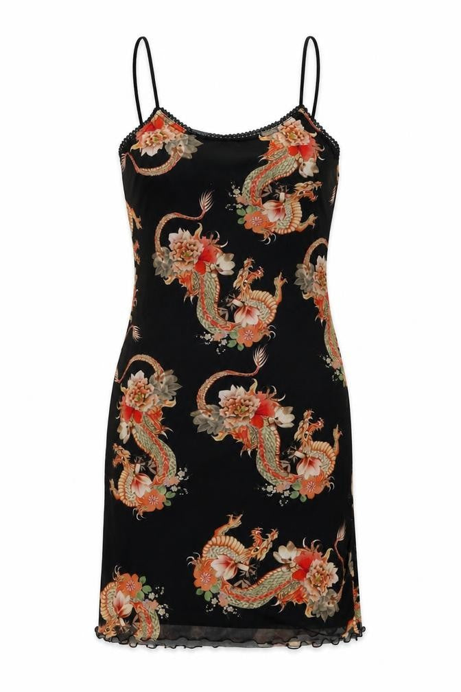 Urban Outfitters Women’s Black Dragon Print Slip Dress XS