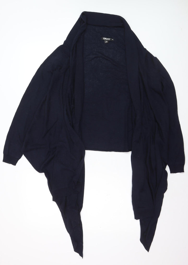 DKNY Women's Blue Silk Cashmere Open Front Cardigan S
