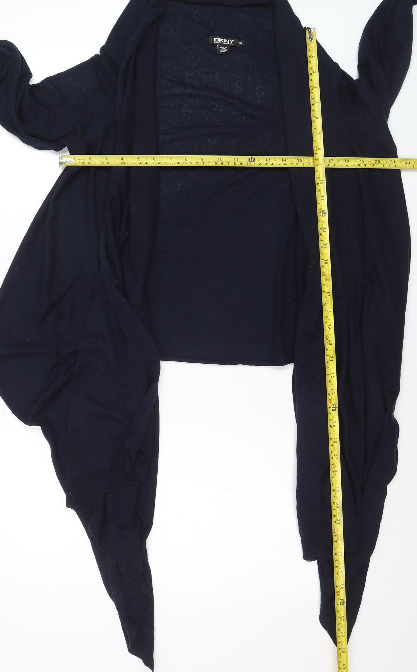 DKNY Women's Blue Silk Cashmere Open Front Cardigan S