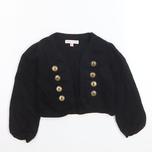 Vintage Angels Girls Black Cotton Shrug with Gold Buttons Age 3