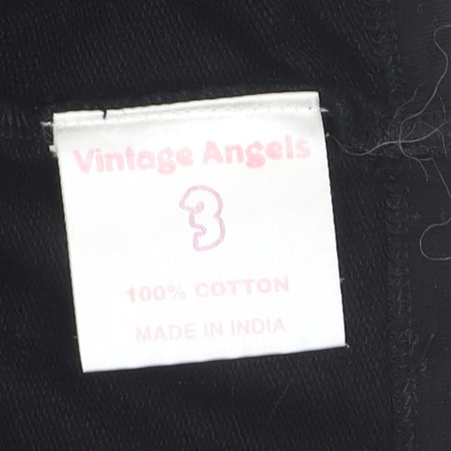 Vintage Angels Girls Black Cotton Shrug with Gold Buttons Age 3