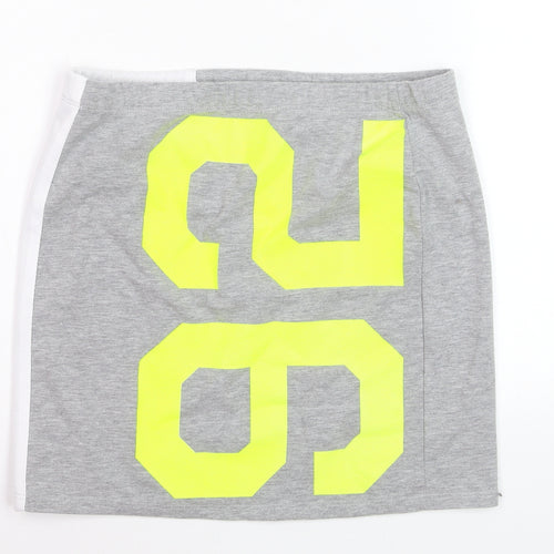 Topshop Women’s Grey Neon Sports Style Short Skirt Size 10