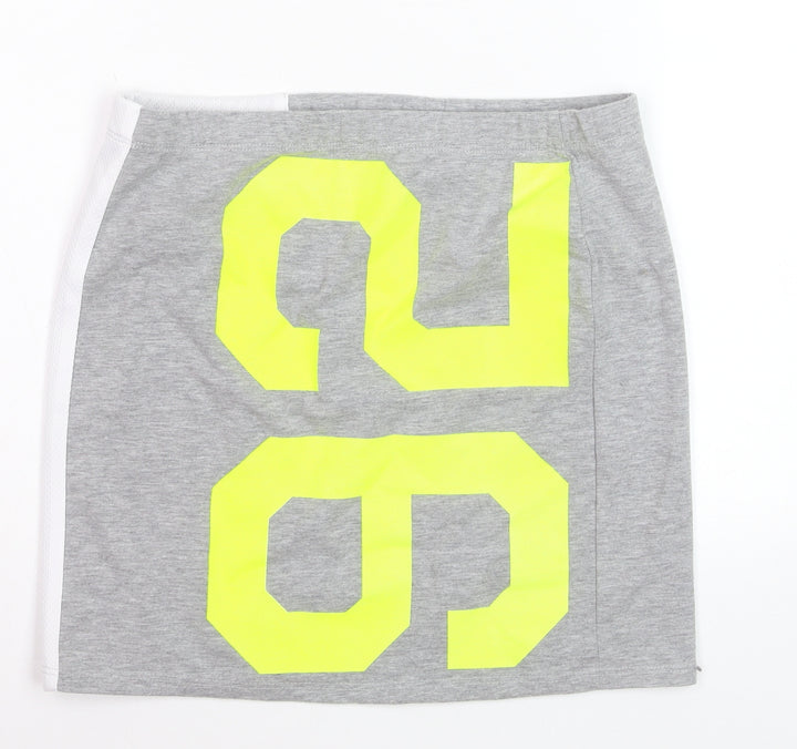 Topshop Women’s Grey Neon Sports Style Short Skirt Size 10