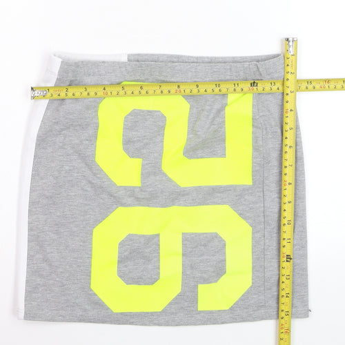 Topshop Women’s Grey Neon Sports Style Short Skirt Size 10