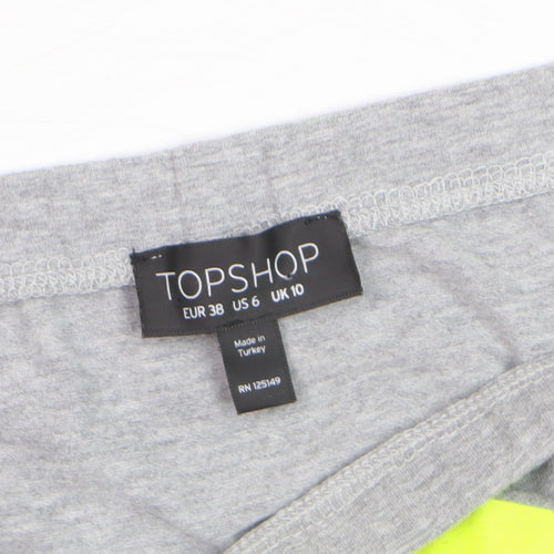 Topshop Women’s Grey Neon Sports Style Short Skirt Size 10