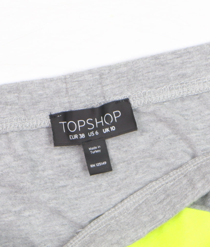 Topshop Women’s Grey Neon Sports Style Short Skirt Size 10