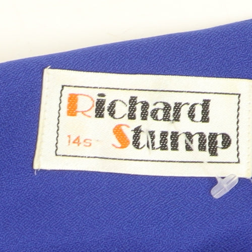 Richard Stump Women's Blue Pleated Fit & Flare Belted Dress Size 14