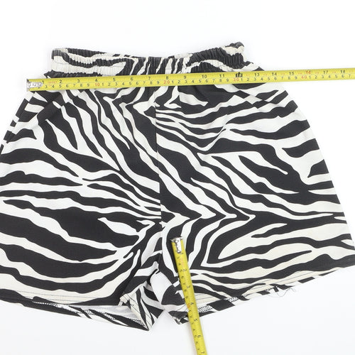 I Saw It First Women’s Black Zebra Print Polyester Shorts Size 8