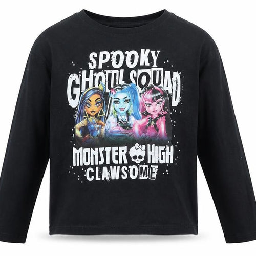 Girls Monster High Black Long Sleeve T-Shirt 10-11 Years Spooky Graphic Top