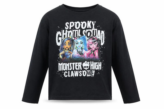 Girls Monster High Black Long Sleeve T-Shirt 10-11 Years Spooky Graphic Top