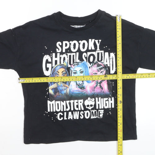 Girls Monster High Black Long Sleeve T-Shirt 10-11 Years Spooky Graphic Top