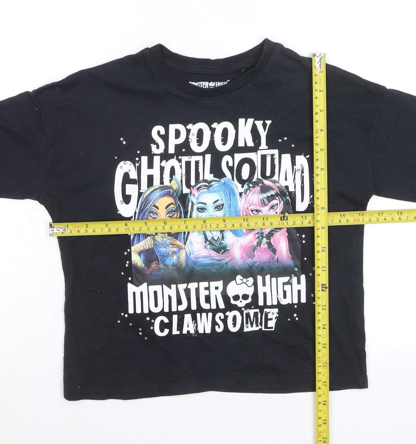 Girls Monster High Black Long Sleeve T-Shirt 10-11 Years Spooky Graphic Top