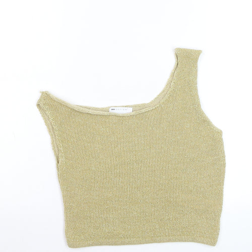 ASOS DESIGN Women's Gold One Shoulder Cropped Tank Top Size S